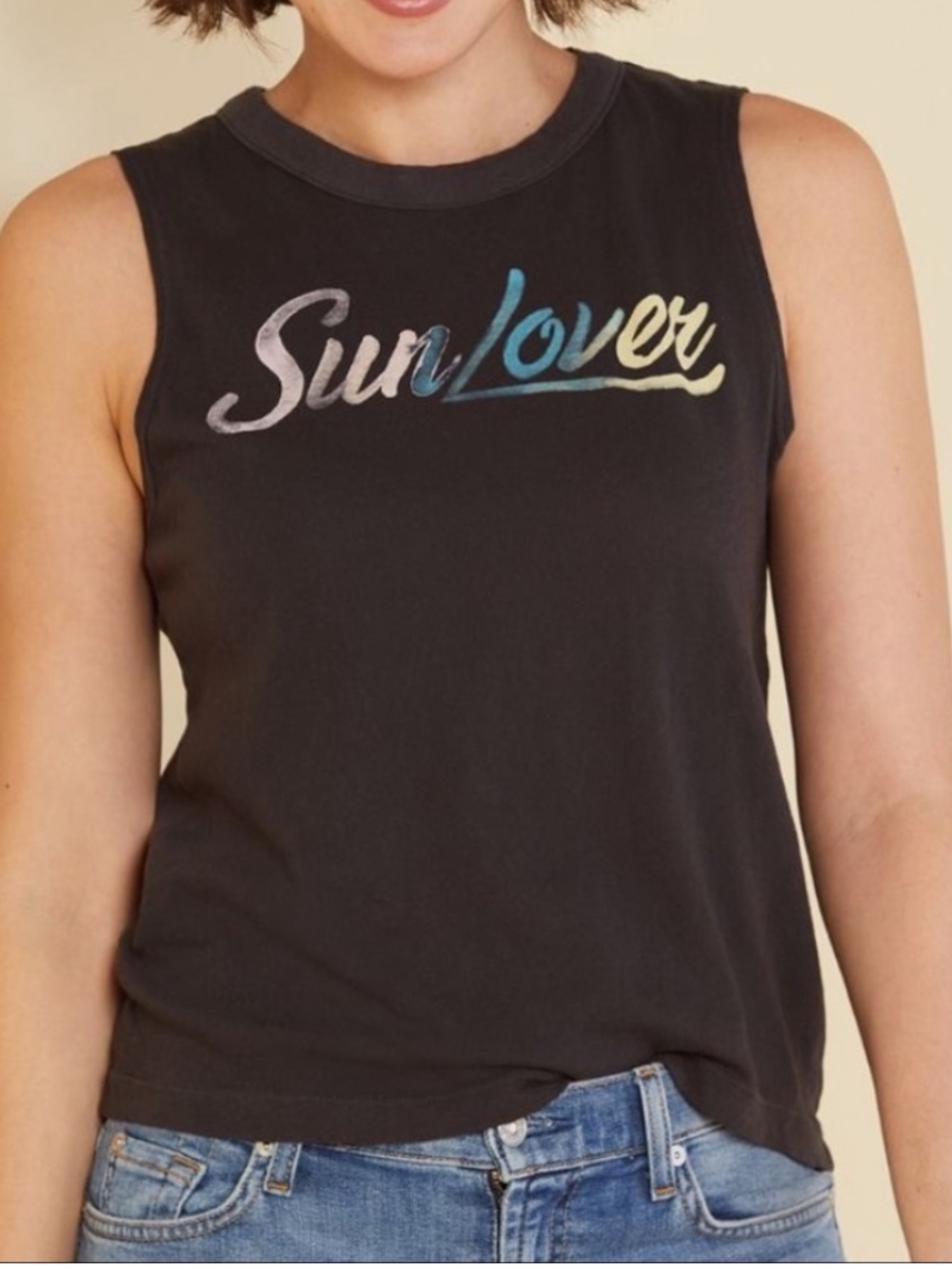Chaser Sun Lover Grey Light Weight Cotton Muscle Tee / Tank Top size XS #X24